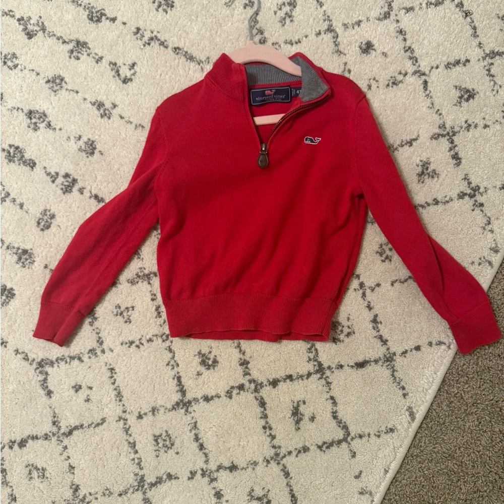 Vineyard Vines Red Quarter-Zip Sweater